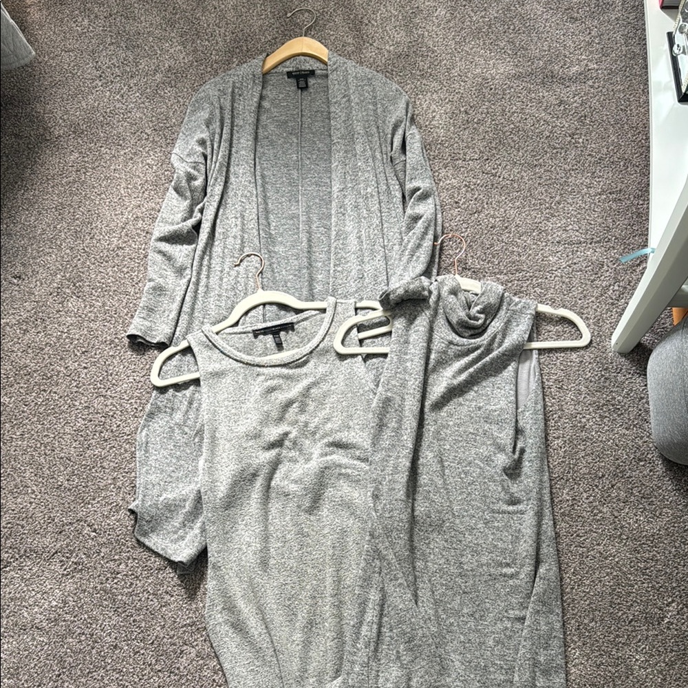 Gray Knit Cardigan and Top Set WHBM Cozy Tunic Set
